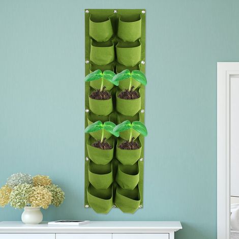 Jardinière murale suspendue verticale à 16 poches pour plantes d'extérieur (1/5)