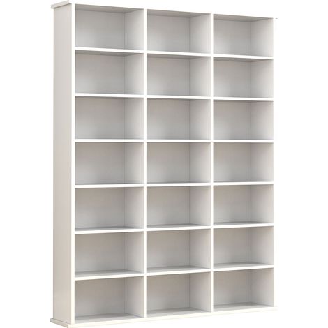 Ebuy24 – Bibliothèque Megosa M 136x105x19 cm – 21 compartiments ouverts – Pour CD, DVD, collection – Étagère en hêtre – Style moderne