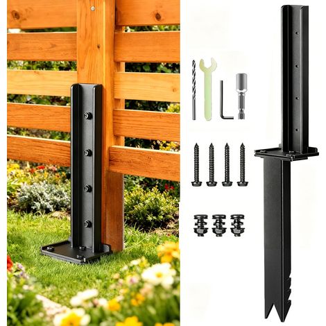 Kit de réparation pour poteaux de clôture en bois endommagés, inclinés ou pourris accessoires d'installation inclus. (1/5)