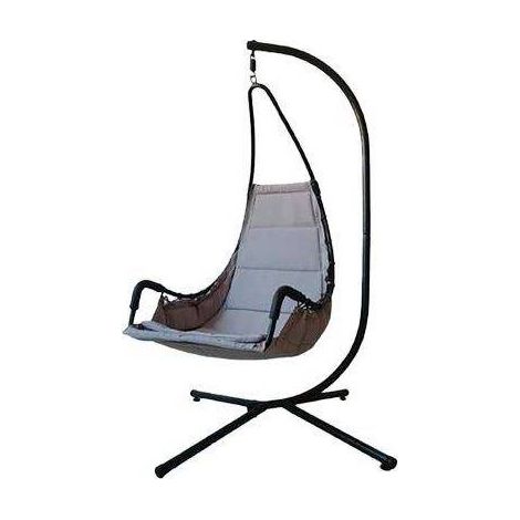 Rocking chair de jardin monoplace beige avec structure et accoudoirs en acier interne et externe