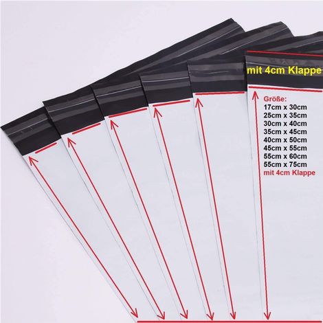 100pcs Plastic Mailing Bags Mailing Envelopes for Packaging, Storage, Shopping-White (35cm x 45cm + 2cm) (1/5)