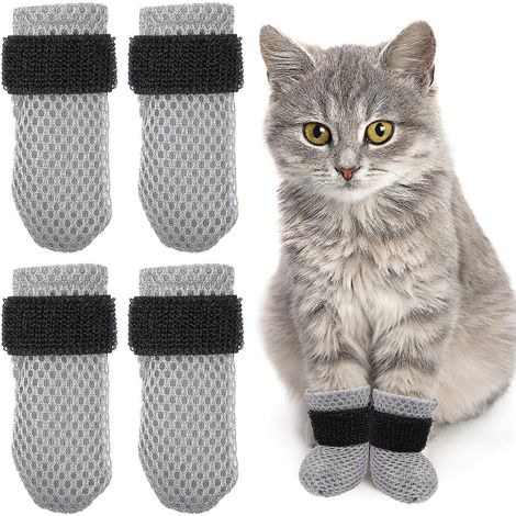 Set mit 4 Katzenpfotenschonern, Kratzschutz, Katzensocken und -stiefeln, Krallenschutz (1/4)
