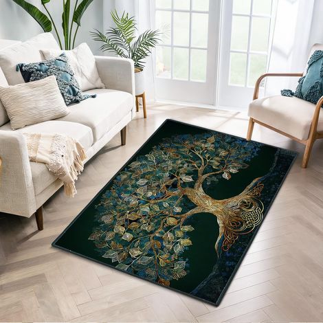 Tapis Arbre de Vie 120 x 170 CM Celtic Tree of Life Rug, Tapis Décoratif Intérieur Antidérapant pour Salon Chambre (1/5)