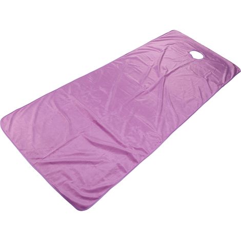Housse de table de massage violette en peluche courte pour salon de beauté et SPA (1/5)