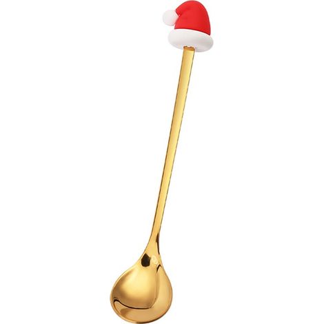 Ensemble de 4 cuillères et fourchettes de Noël en acier inoxydable, en forme de Père Noël et de sapin, pour décorer votre table à la maison (boîte verte). (1/5)