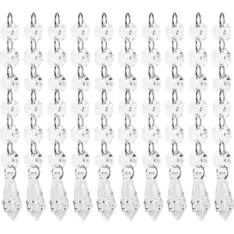 10 pendentifs acryliques 15 cm goutte allongée transparente pour lustres chambre bébé sapin Noël (1/5)