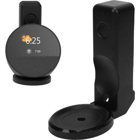 Support Mural pour Echo Spot 2024, sans Vis Ni Perçage, Peu Encombrant, Support pour Enceinte avec Gestion des Câbles, Design Décoratif (Black) (1/5)