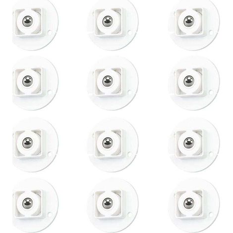 Ulisem Lot de 12 rouleaux de transfert auto-adhésifs à billes en plastique robuste, rotation à 360 degrés pour étagère inférieure et panier (1/4)