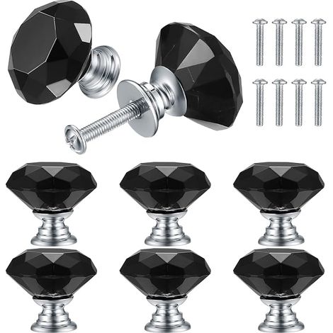 8 Stück Kristall Türknäufe, Schrankknöpfe, Kristallglas Schubladenschränke, Kommode, Schubladen, Knöpfe und Griffe für Küche, Bad, Büro, mit Schrauben - 30mm (1/5)
