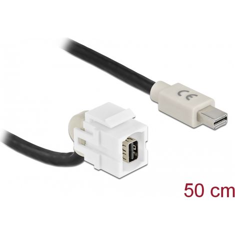 Delock MÃ³dulo Keystone mini DisplayPort hembra 110Â°  mini DisplayPort macho con cable blanco