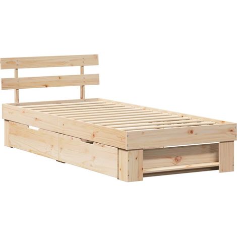 Lit simple,Lit adulte,Cadre de lit avec tiroir Marron 80 x 200 cm Bois massif en pin CFW3066357 (1/5)