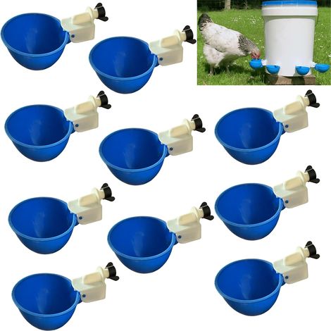 Lot de 10 abreuvoirs automatiques en plastique pour volailles, distributeur d'eau à monter soi-même pour poulets, canards, oies et dindes. (1/5)