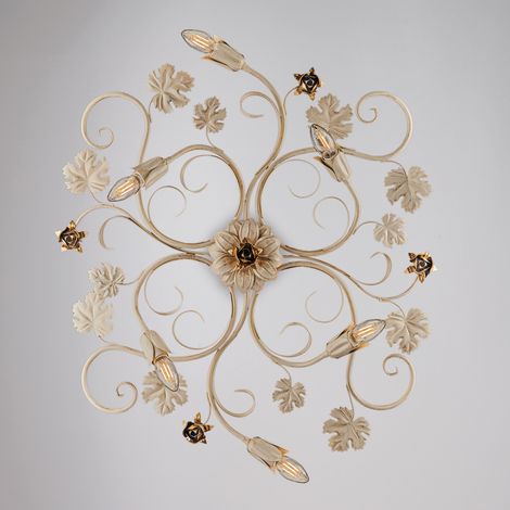Deckenlampe aus Eisen-Elfenbein Decape Roségold sechs Lichter 79x67x h17 cm