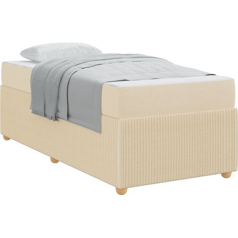 Lit simple  Lit adulte  Cadre de lit avec matelas Crème 80 x 200 cm tissu