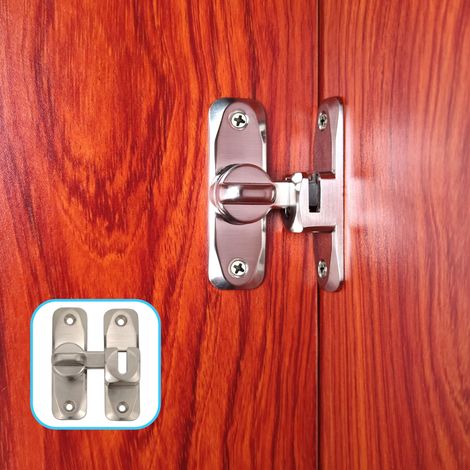 Lot de 2 Petit Verrou de Porte Coulissante à 90 Degrés pour Portes IntéRieures Loquet de Portes à Ouverture Double Vintage pour Cuisine, Salle d'éTude, Salle de Bain, Armoire(Argenté) (1/5)