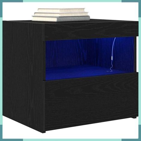 Table de chevet - 862184 - Chêne noir - Bois d'ingénierie - Rangement USB (1/5)