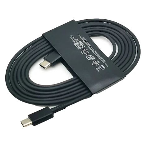 Chargeur Samsung 25 W à charge ultra rapide avec câble USB-C de 1,8 m pour Galaxy S20, S21, S22, S23, S24, Ultra, Z, Flip, Fold, 6, 5, 4, 3 et 2 (noir) - Câble uniquement (1/5)
