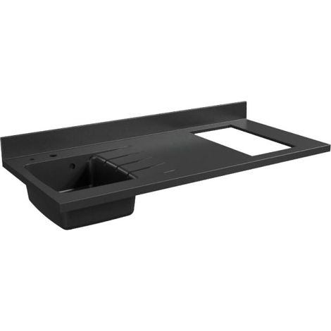 Cuisibane – Plan de travail monobloc PlaniQuartz 140 cm – Évier à gauche – 80% minéraux – Crédence 10 cm – Vidage intégré pour installation facile (1/5)