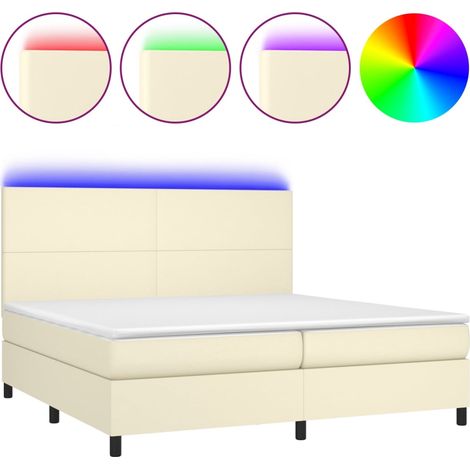 Maison Exclusive - Sommier à lattes de lit avec matelas et LED Crème 200x200 cm (1/5)