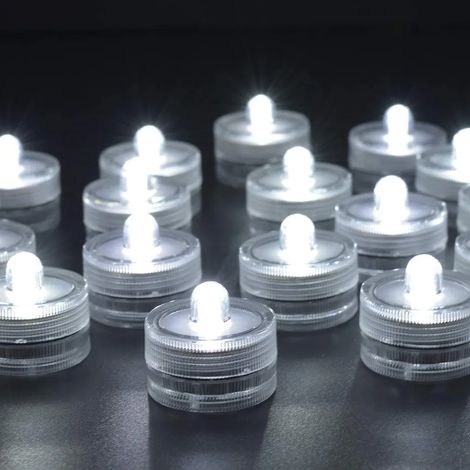 Bougies LED chauffe-plat sans flamme, étanches, à piles, pour vase, bassin, décoration de mariage, Halloween, Noël, fête. (1/5)