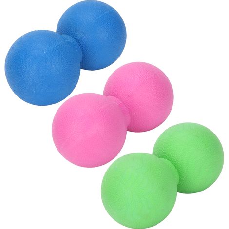 Balle de massage en silicone en forme de cacahuète pour l'entraînement au yoga, la relaxation des fascias et des muscles, équipement de fitness disponible en rose rouge, vert et bleu. (1/5)