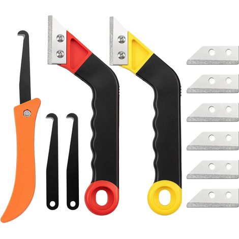 Ensemble de 11 outils pour retirer les joints de carrelage, comprenant 6 lames en alliage. (1/5)