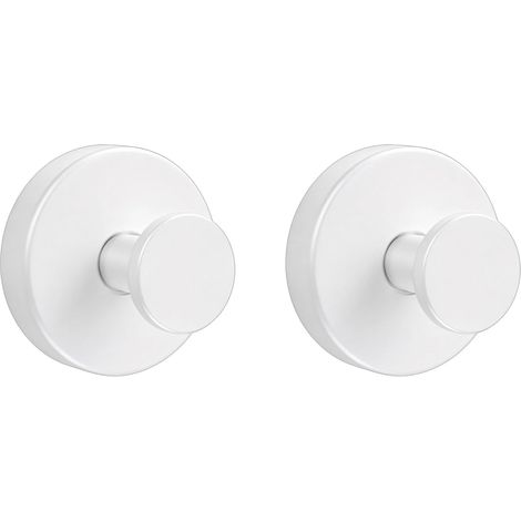 Crochets sans perçage - Lot de 2 crochets à ventouse en acier inoxydable. fixation murale sans percer, patères pour salle de bain, cuisine, bureau (Blanc) (1/5)