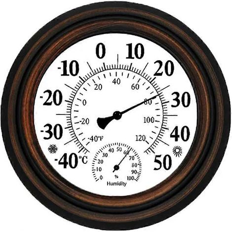 Thermomètre-hygromètre antique de 20 cm pour intérieur et extérieur, horloge murale décorative. (1/5)