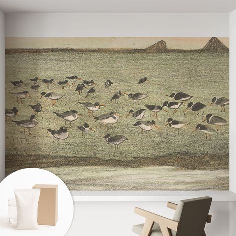 Papier peint intissé décoratif avec colle pour salon chambre et bureau Installation rapide Tranquillité aviaire 152x104 cm (1/5)