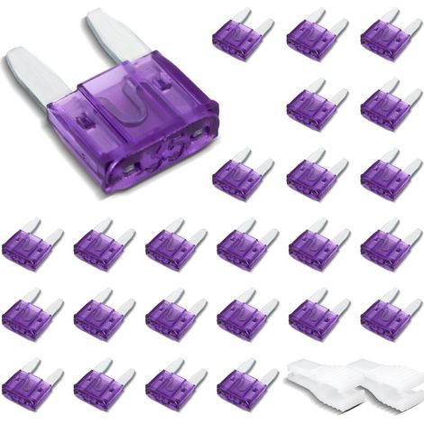 25pcs Mini Auto Fuse 35A Auto Flat Fuse with 2 Plastic Clips for Car, Truck and Motorcycle (1/5)