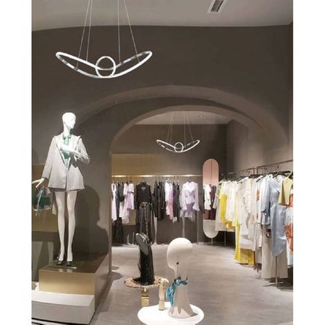TrAdE Shop Traesio - Lampadario Led Moderno Argento A Sospensione 38 Watt Luce 6500k 4000k 3000k A07 - -Bianco Freddo -