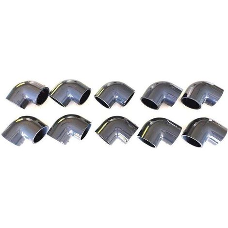 Lot de 10 Coudes 90° 50mm PVC Pression Piscine et arrosage 5cm 50mm
