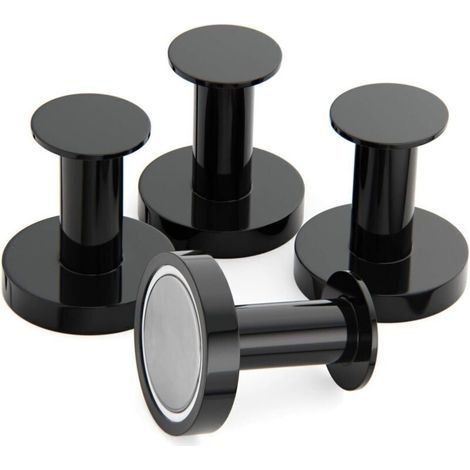 Patère magnétique murale 4 crochets noir – aimants néodyme ultra-solides, fixation sans perçage sur porte ou frigo (1/5)