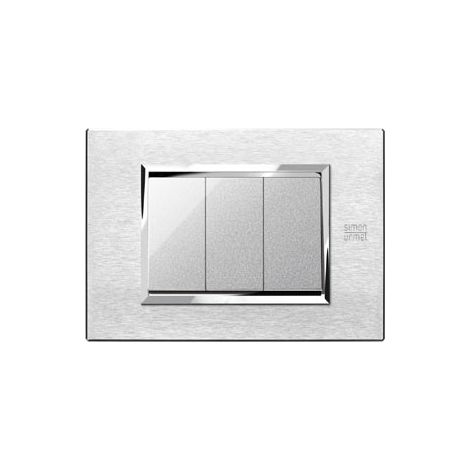 Placca Expì Alluminio Satinato 3 Moduli Simon Urmet 13903.AS