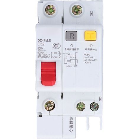 Disjoncteur miniature, isolateur de courant résiduel, montage sur Rail DIN 230V 32A 1P + N DZ47sLE C32 (1/5)