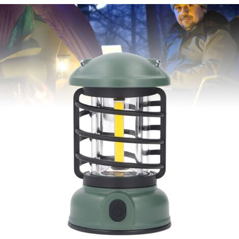 VURAHOME - Lanterne de camping rechargeable à 3 vitesses IPX4, résistante à l'eau, lampe de tente portable rétro pour la pêche d'urgence en cas de panne de courant,DUBUNS (1/5)