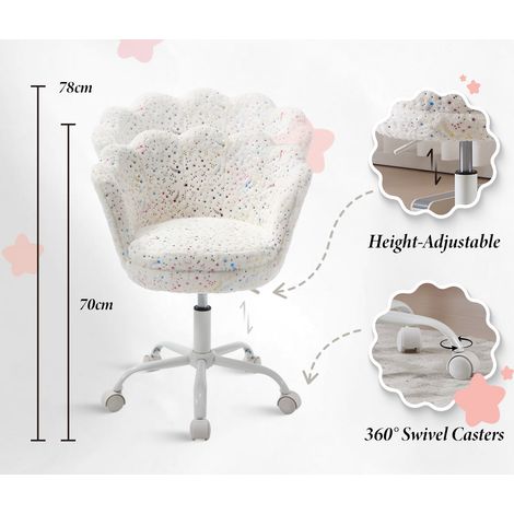 Wahson Sedia da Scrivania in Pelliccia, Sedie Studio Bambina Poltrona Girevole Regolabile in Altezza Sedia da Studio per Cameretta,Bianca