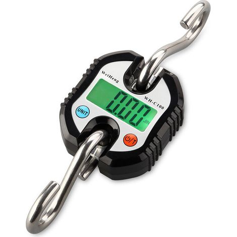 Échelles numériques, échelle à crochet, miniéchelle suspendue portable avec écran LCD, Peson Électronique 150 kg Balance Crochet Suspendu Dynamomètre LCD Crochet Peseur ,le noir,1 pièce