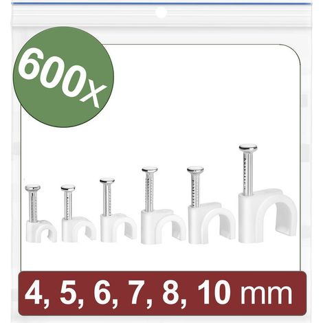 Quadrios 24CA426 Chiodino fissacavo 24CA426 Intervallo Ø fascio 2 fino a 10 mm Bianco 600 pz.