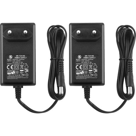 2-Pack Adaptateur Secteur AC à DC 9V 2A, Fiche 5,5 mm x 2,1 mm, Plug EU, Centre Positif (1/5)