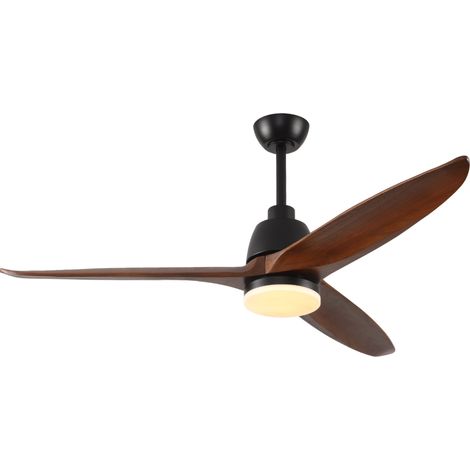 Ventilador de techo de 56" con luz LED y mando a distancia, 3 aspas de madera, negro nogal (1/5)