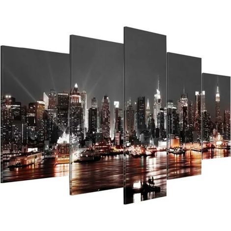Tableau En Toile - Décoration Murale Moderne Sans Cadre - Pour Salon Chambre Bureau - Impression Haute Définition Sur Toile - Lot De 5 Pièces (1/4)