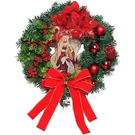 Artificial Christmas Wreath Berries and Bow Decorative Garland Door Pendant for Festive Home Decor Xmas Wall Hanging Ornament for Holiday Celebrations (1/4)
