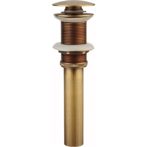 Without Overflow - Sink Drain, Retro Pop-up Sink Drain Stopper Click-clack Drain Without Overflow Bronzed Brass Universal Sink Drainer Valve Basin Siphon (1/3)