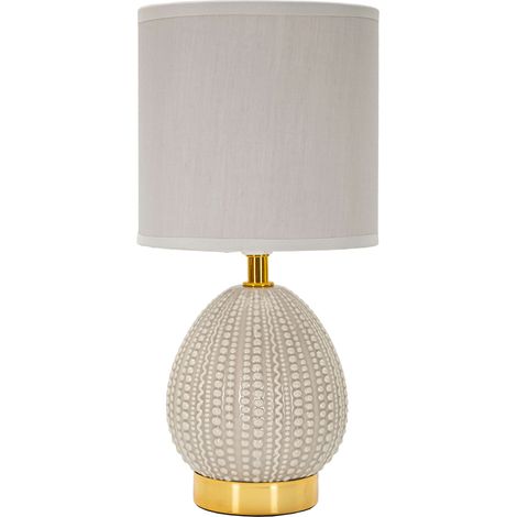 Tischlampe Yakuta, 1 erforderliche Glühbirne, Fassung E14, Lampenschirm, Taubengrau
