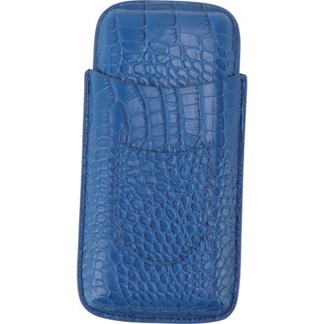 Porte-cigare 3 doigts en cuir givré, étui portable pour voyage et randonnée, bleu foncé (1/5)
