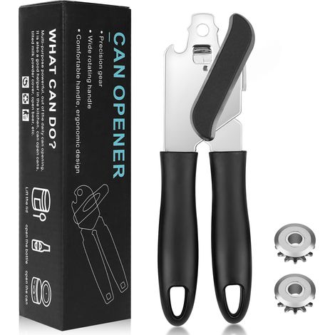 3 en 1 Ouvre-boîte Manuel, Ouvre Conserves, Bouteilles & Bocaux, Poignée Ergonomique Incurvée, Acier Inoxydable, Ustensile de Cuisine Idéal pour les Séniores & Familles (1/5)