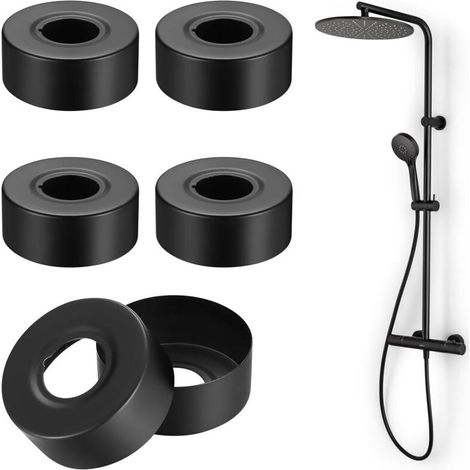 6 Pièces Rosace Robinet Noire, Ø 25 mm Rosace Mitigeur Douche Acier Inoxydable, Cache Tuyau Radiateur Rosace de Robinet pour Robinet de Douche de Salle de Bain Décoration de Robinets (1/5)