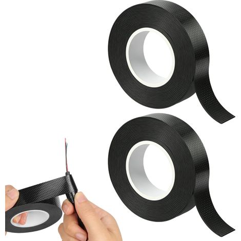 2 pièces ruban isolant auto-chauffant, ruban isolant universel, 50 mm 5 m 0,8 mm, ruban en caoutchouc auto-adhésif imperméable, noir, ruban isolant électrique, réparation, ruban adhésif pour (1/5)