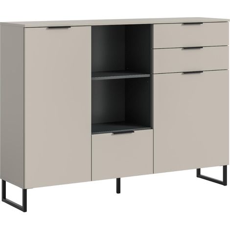 Noida Sideboard 2 Türen, 1 Klappentür, 2 Schubladen, 2 Regale Kaschmir Dekor.